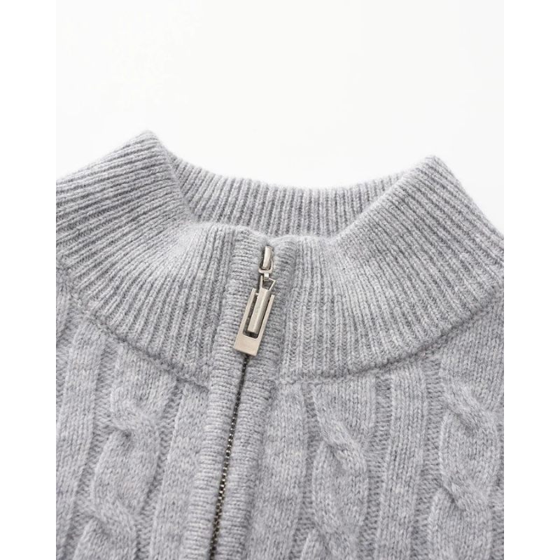 100% Kaschmir Gewebter Halbzip-Pullover