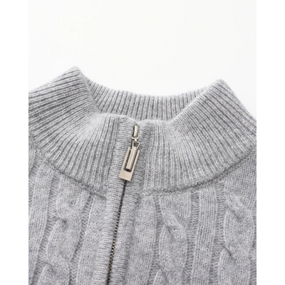 100% Kaschmir Gewebter Halbzip-Pullover