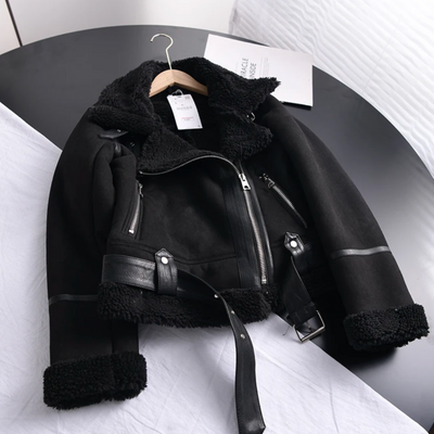 Damen Lederjacke mit kuscheligem Fleecefutter