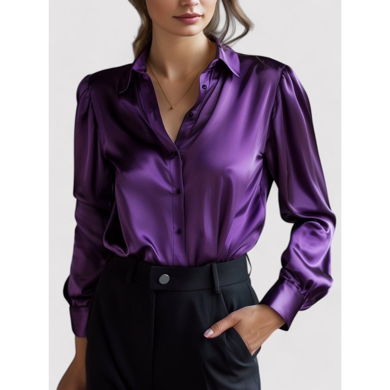 Verona Elegante Satinbluse für Damen mit langen Ärmeln