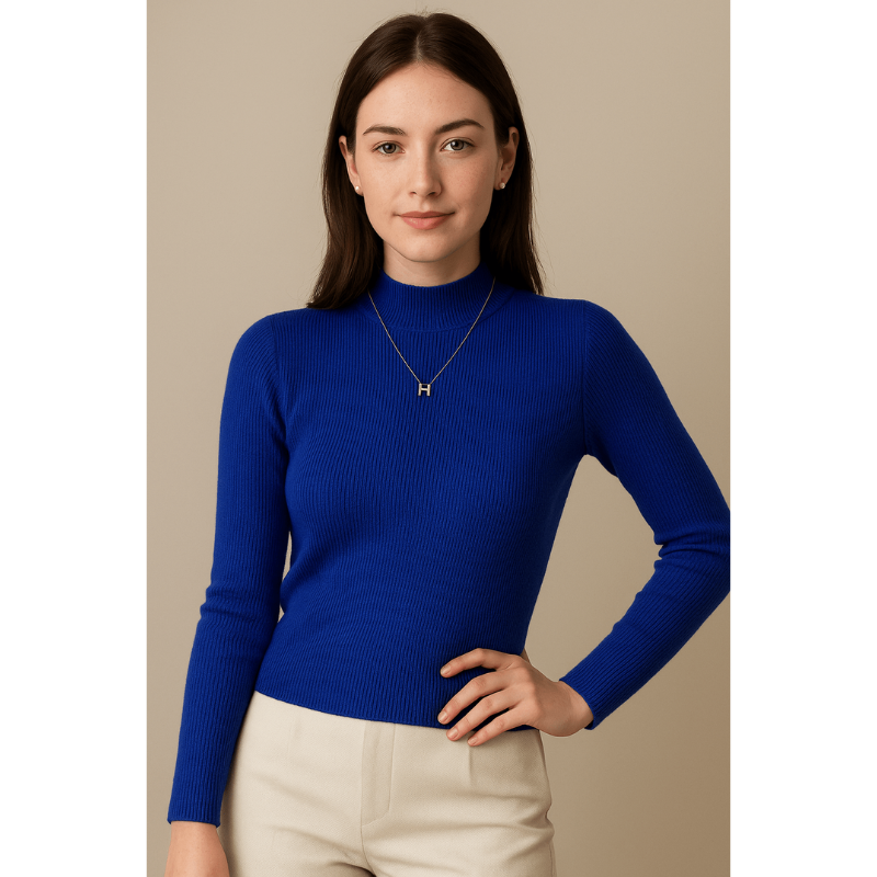 Livia Rippenstrick Halber Rollkragen – Slim Fit Pullover für Damen