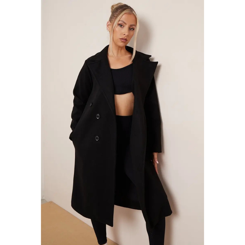 Margot - Klassischer Wollmantel mit Gürtel im Rivoli-Stil