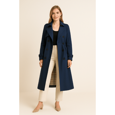 Milano Damen Trenchcoat – Doppelknopf-Design mit Taillengürtel