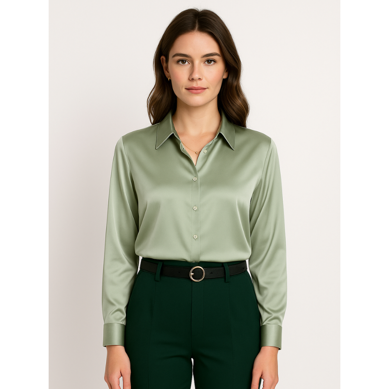 Elegante Satinbluse für Damen mit Knopfdetails – Zeitloses Design