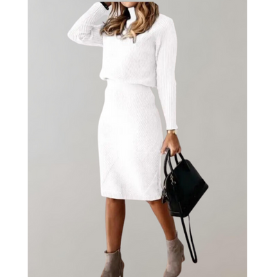 Elegantes Damen-Zweiteiliges Set – Rollkragenpullover und Schmaler Rock