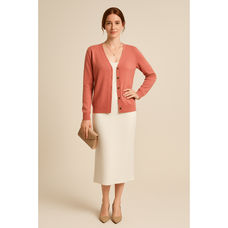 Luna Luxe V-Neck Cardigan – Damenjacke aus 100% atmungsaktiver Baumwolle