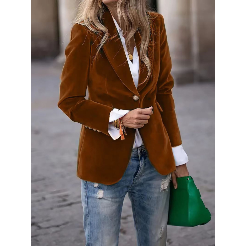 Samtkleid Damen Blazer mit Goldknöpfen