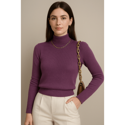 Livia Rippenstrick Halber Rollkragen – Slim Fit Pullover für Damen