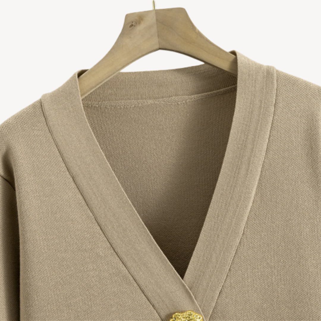 Zweiteiliges Damen Strickset – Cardigan und Weite Hose