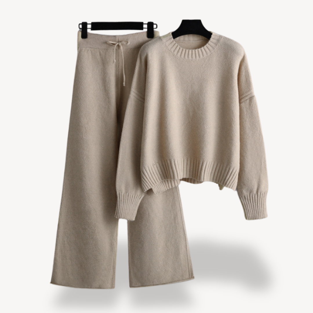 Damen Oversized Strick-Lounge-Set – Pullover & Weite Hose