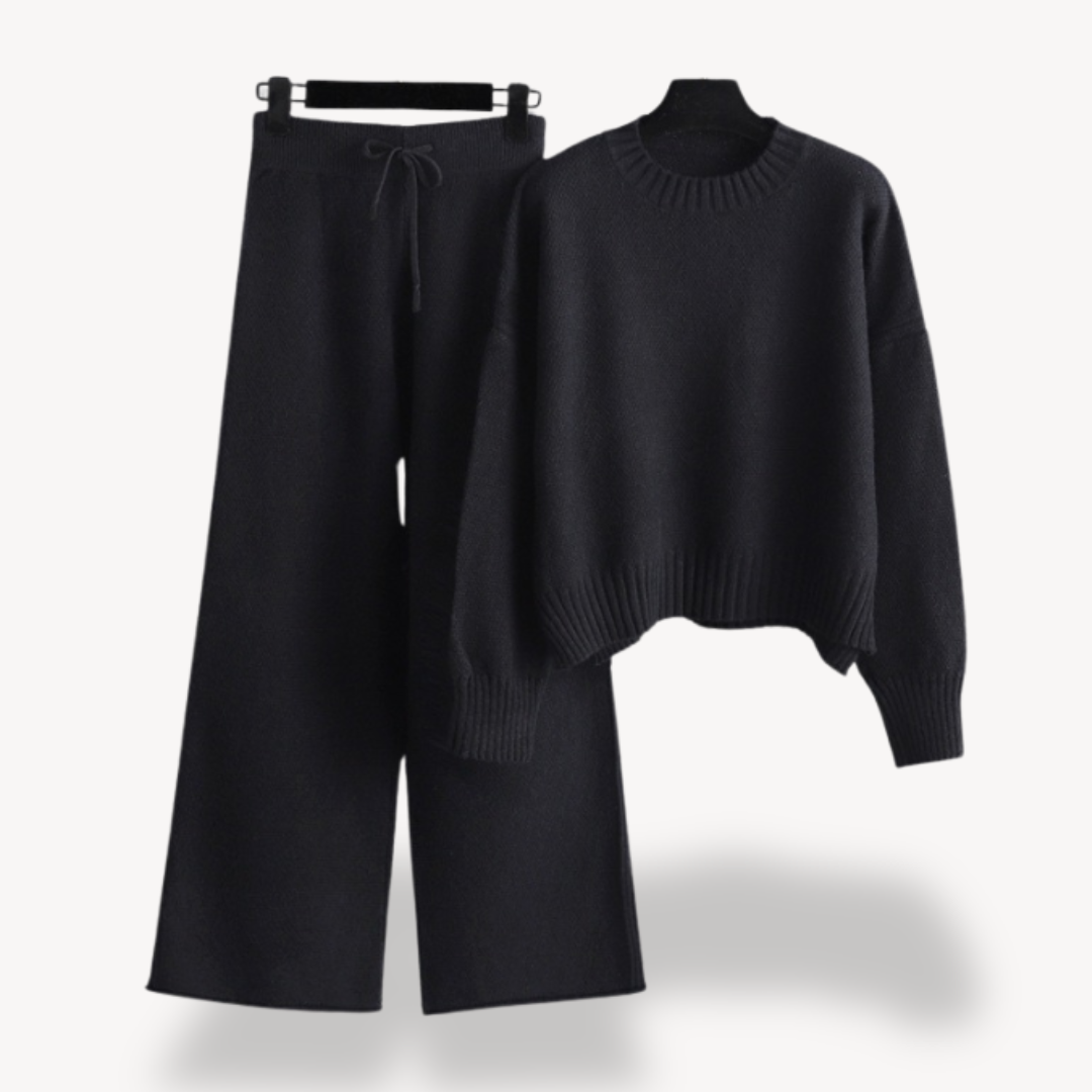 Damen Oversized Strick-Lounge-Set – Pullover & Weite Hose