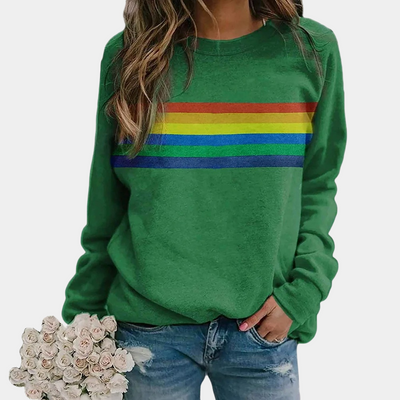 Damen Sweatshirt mit Regenbogenstreifen – Bequemlichkeit trifft auf Farbe