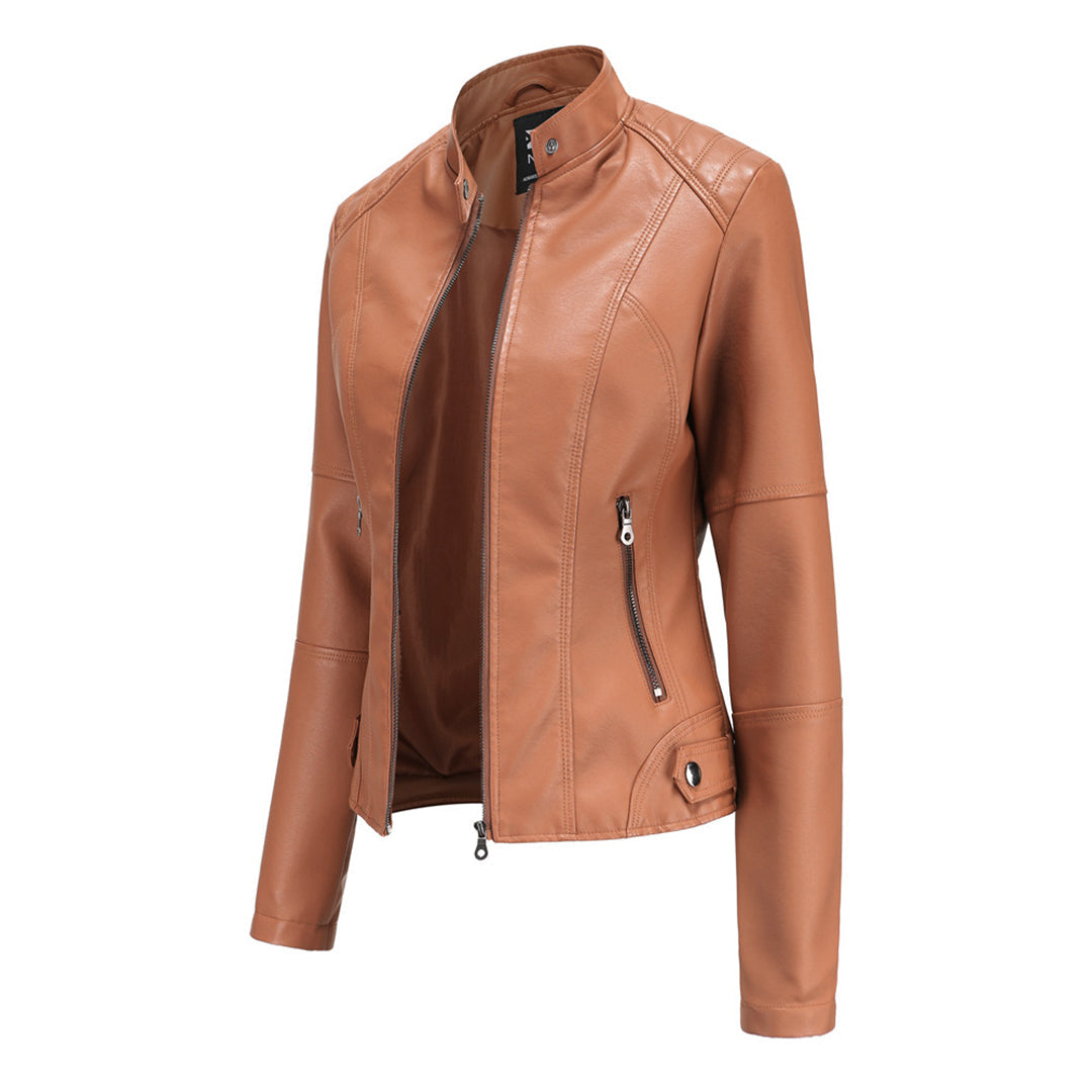 Elegante Taillierte Lederjacke für Damen – Zeitloses Design