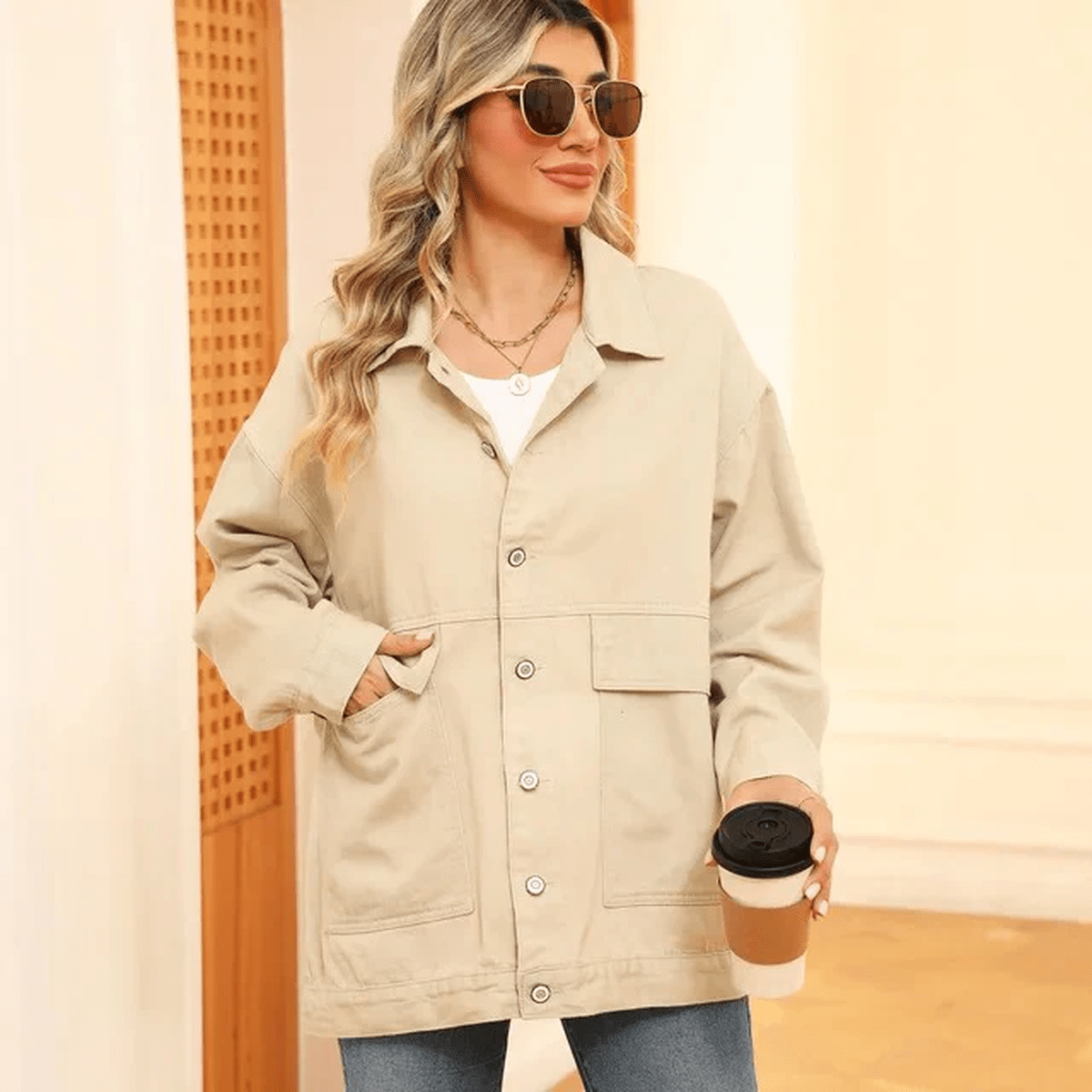 Damen Oversized Jeansjacke – Stilvolles und Zeitloses Design