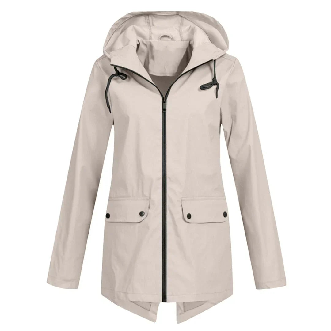 Wasserdichte Damen-Regenjacke mit Kapuze