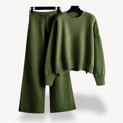 Damen Oversized Strick-Lounge-Set – Pullover & Weite Hose