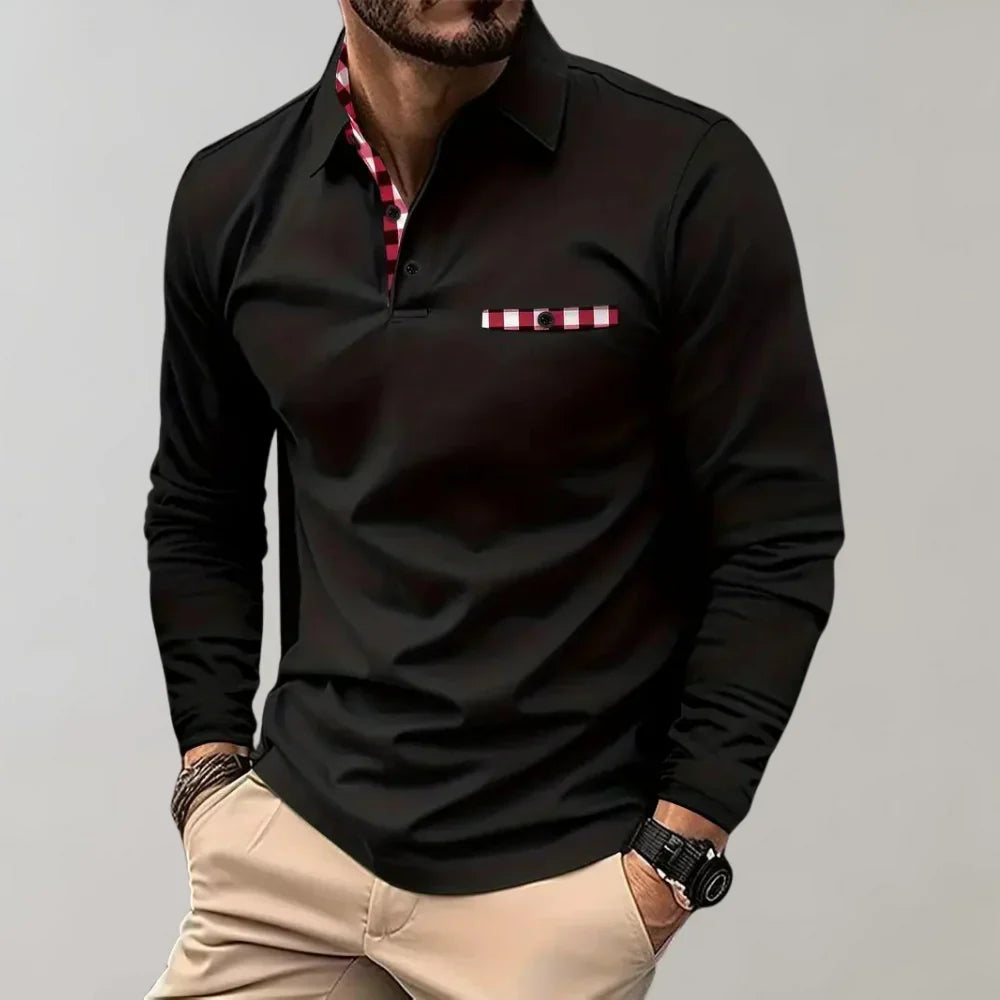 Mats Herren Langarm-Polo-Shirt