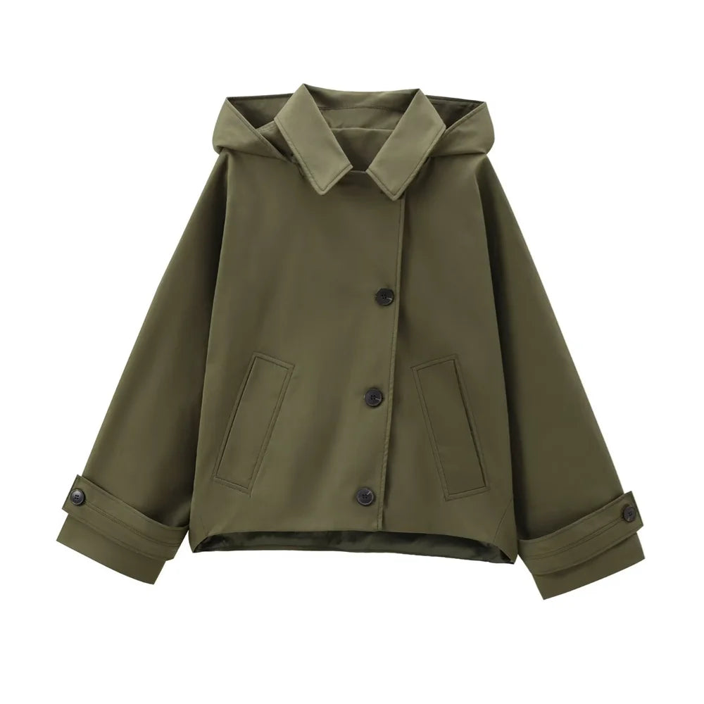 Eleganter Wetterfester Damen-Trenchcoat mit Kapuze