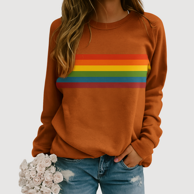 Damen Sweatshirt mit Regenbogenstreifen – Bequemlichkeit trifft auf Farbe