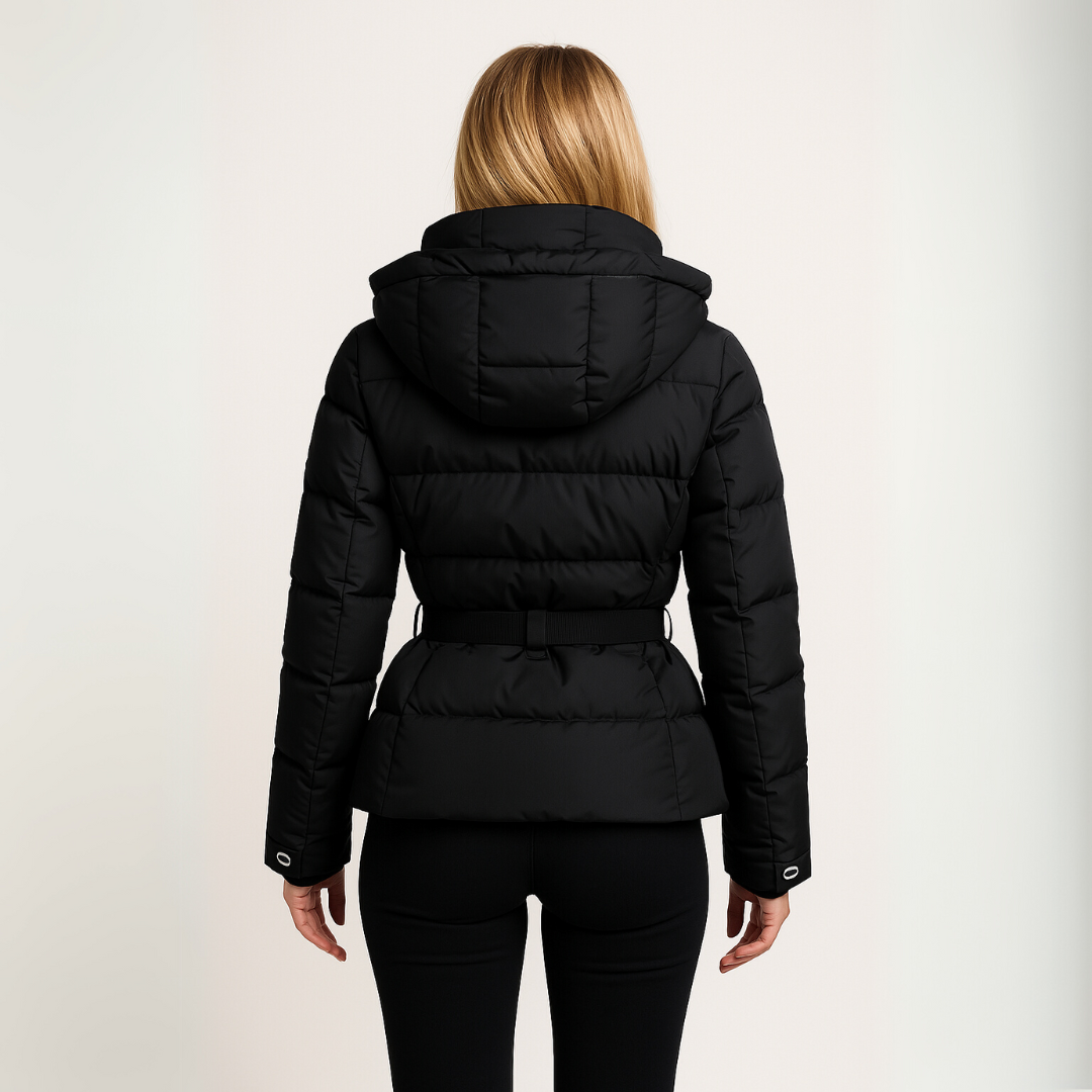 Damen Pufferjacke mit Gürtel – Warm und Wasserabweisend