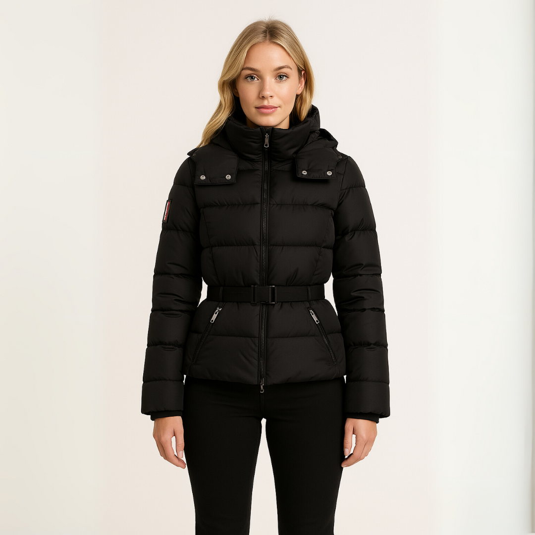 Damen Pufferjacke mit Gürtel – Warm und Wasserabweisend