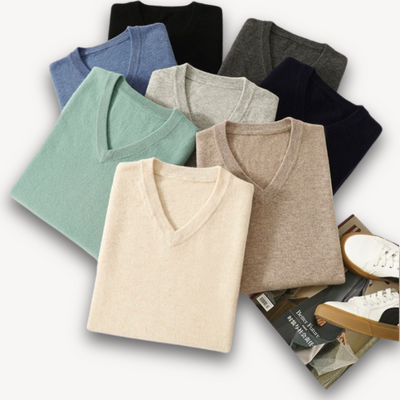 Herren Slim Fit V-Ausschnitt Pullover aus Kaschmir – Weich und Leicht