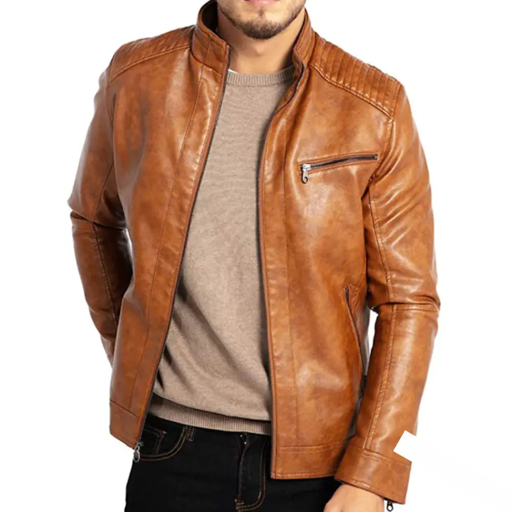 Herren Winddichte Lederjacke – Elegant & Umweltfreundlich