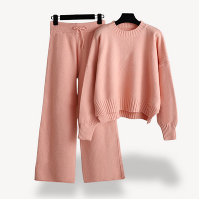 Damen Oversized Strick-Lounge-Set – Pullover & Weite Hose