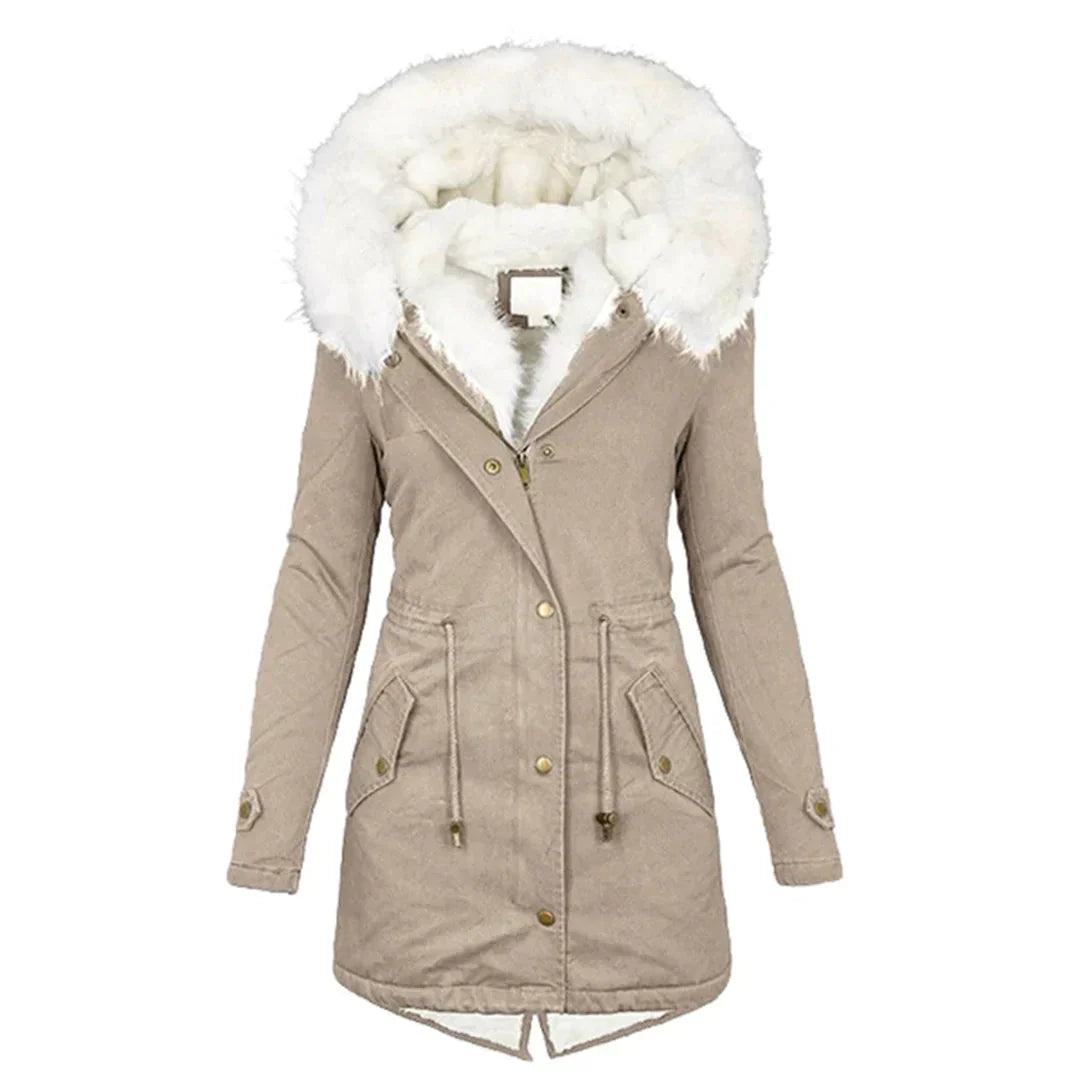 LOUISE – Lange Damen Winterjacke mit Kapuze