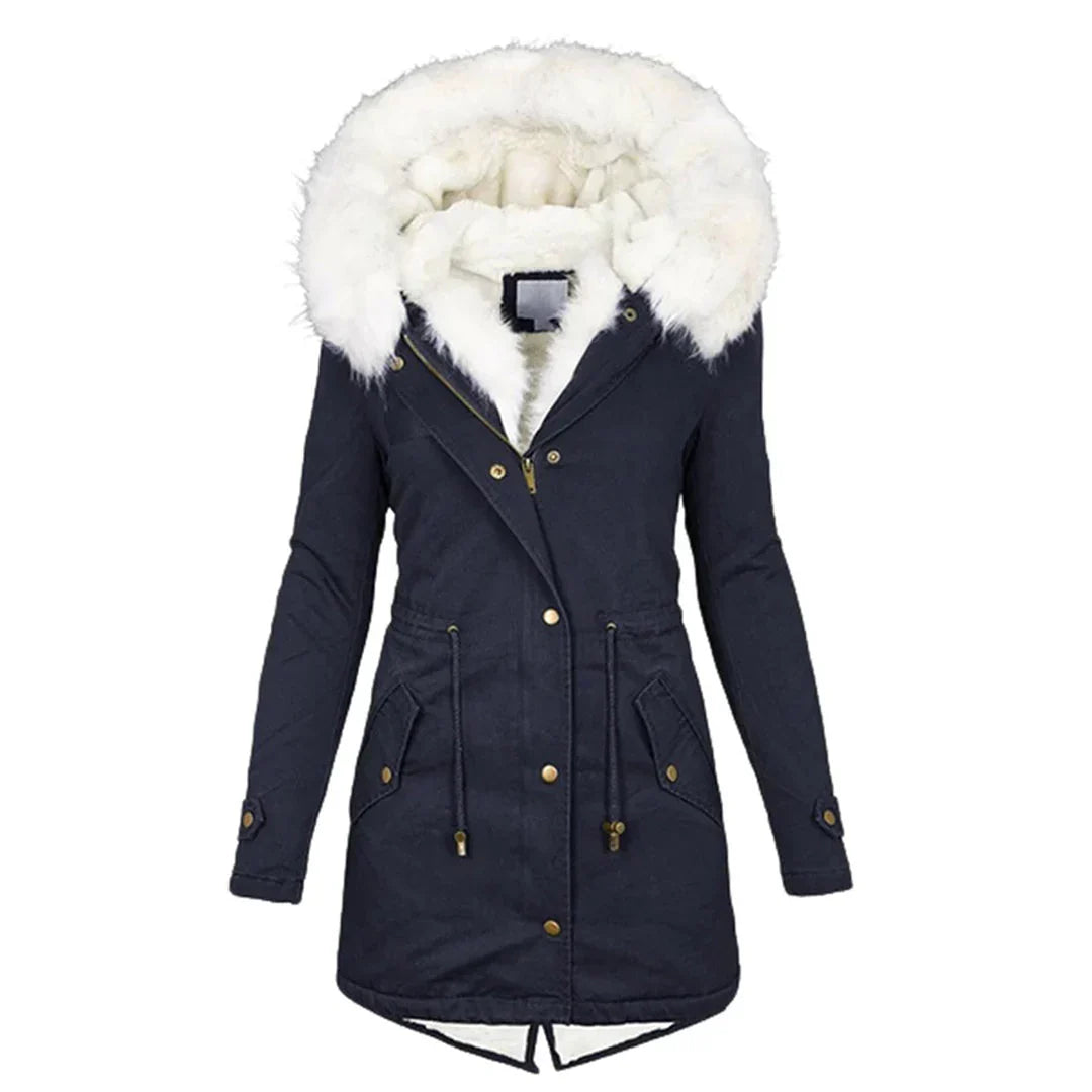 LOUISE – Lange Damen Winterjacke mit Kapuze
