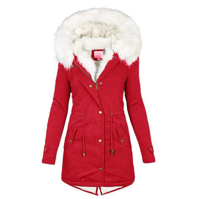 LOUISE – Lange Damen Winterjacke mit Kapuze