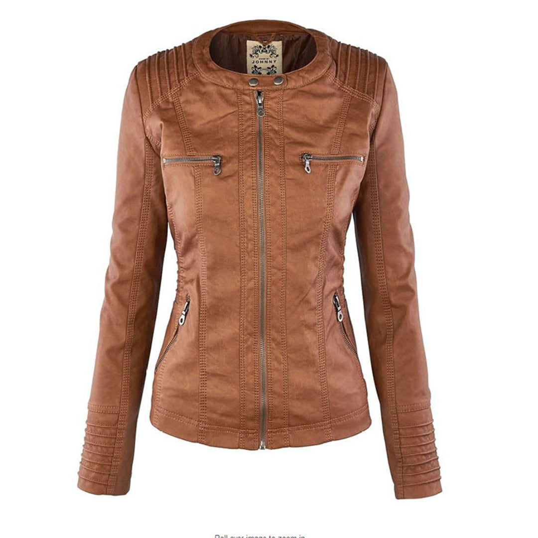 Stilvolle und Zeitlose Damen Lederjacke mit Kapuze