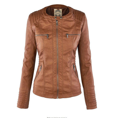 Stilvolle und Zeitlose Damen Lederjacke mit Kapuze