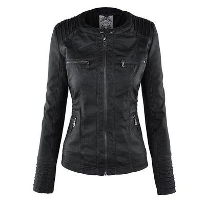 Stilvolle und Zeitlose Damen Lederjacke mit Kapuze
