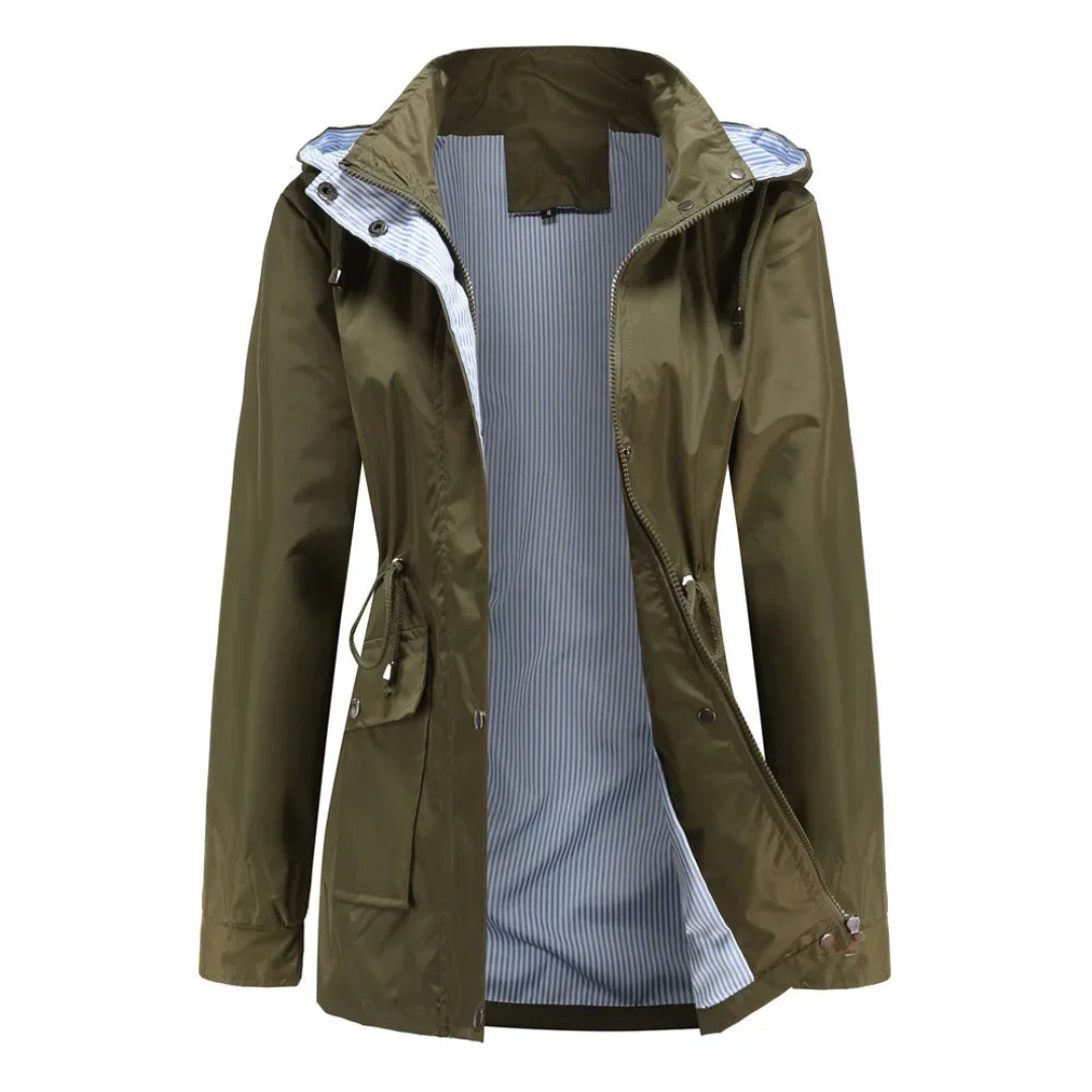 Wasserdichter Damen-Trenchcoat mit abnehmbarer Kapuze