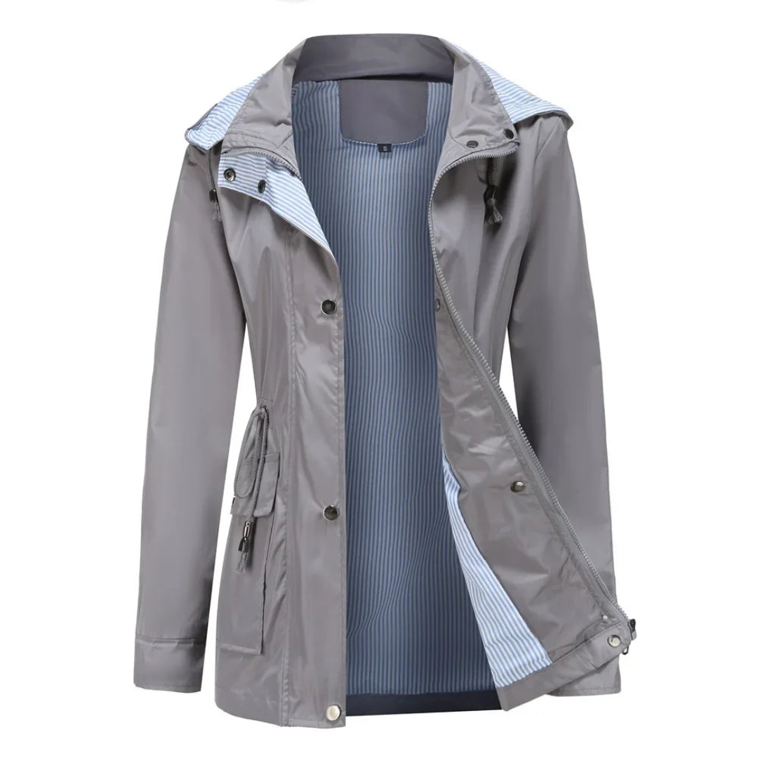 Wasserdichter Damen-Trenchcoat mit abnehmbarer Kapuze
