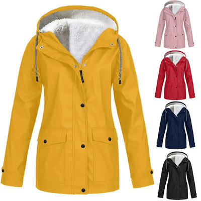 Damen Outdoor-Jacke mit Kapuze – Wasserdicht, Winddicht und Fleece-Futter