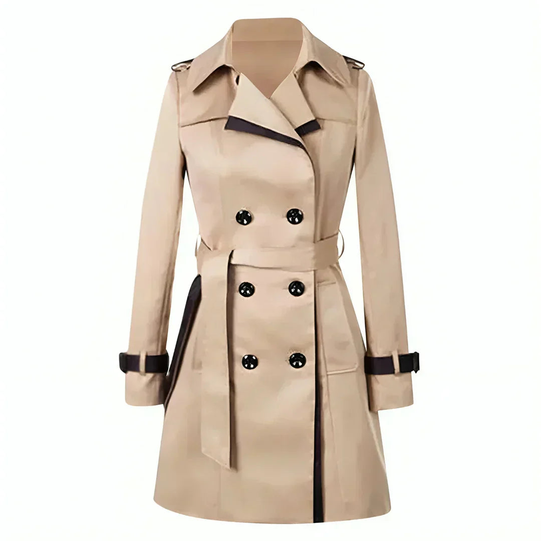 Damen Trenchcoat mit Doppelreihe, Gürtel und Manschettendetails – Zeitlose Eleganz