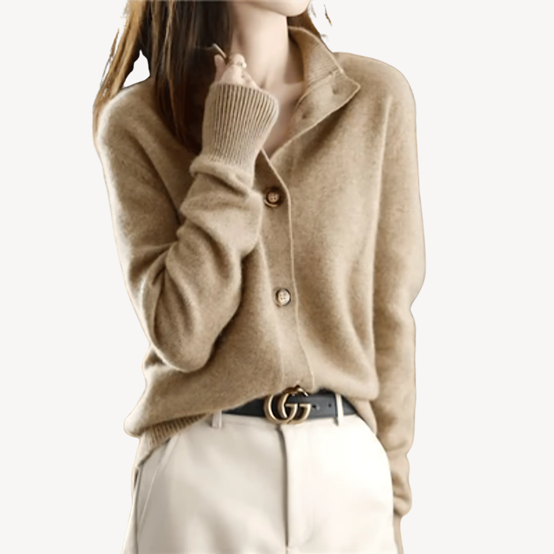 Elegante Damen-Weste aus Kaschmirwolle – Klassisches Design mit Kragen und Knöpfen