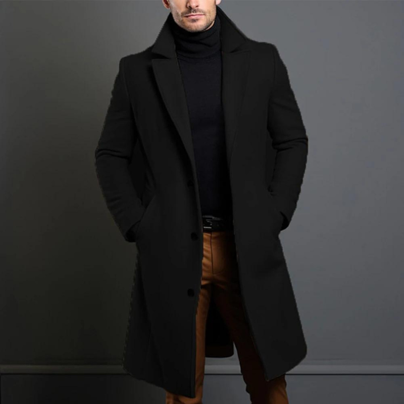 Lange Herren Winterjacke – Eleganter Schnitt im luxuriösen Woll-Look