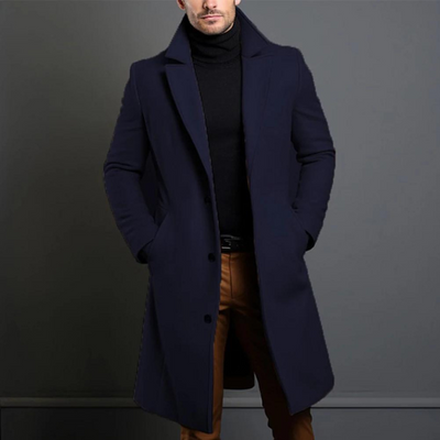 Lange Herren Winterjacke – Eleganter Schnitt im luxuriösen Woll-Look