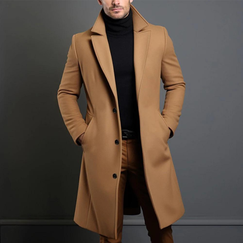 Lange Herren Winterjacke – Eleganter Schnitt im luxuriösen Woll-Look