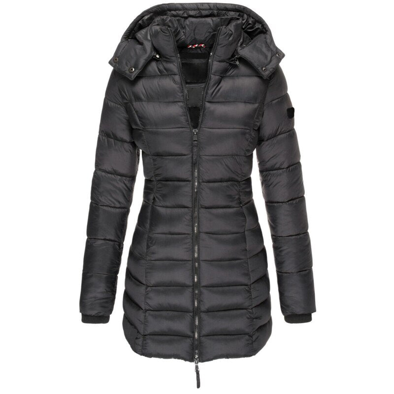 Moderne Winter-Pufferjacke mit Abnehmbarer Kapuze
