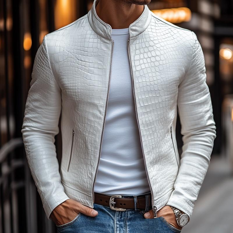 Modena Elegante Lederjacke für Herren mit Stehkragen