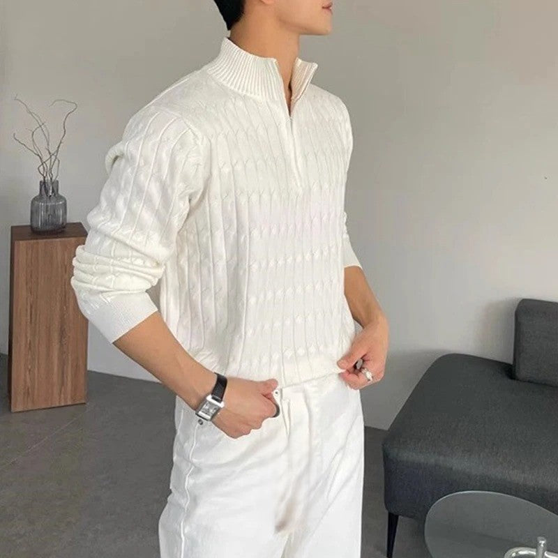 Luxurious Men's Jacquard Half-Zip Sweater
