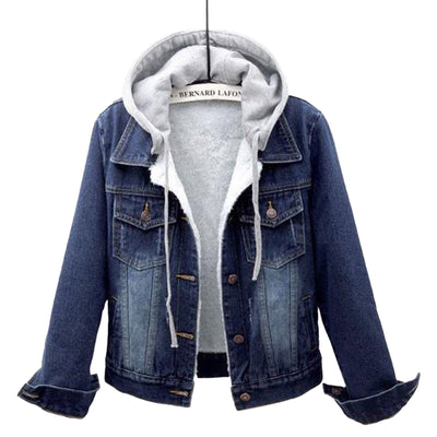 Plus Size Damen Kapuzen Denimjacke