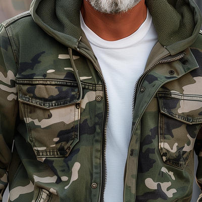 Camouflage Emiliano Cargo Jacket with Hood